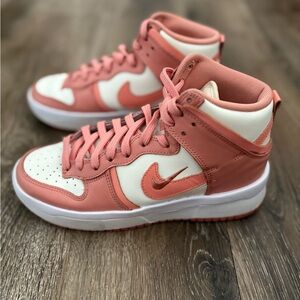 Nike Women's Coral and Cream High-Top Sneakers
